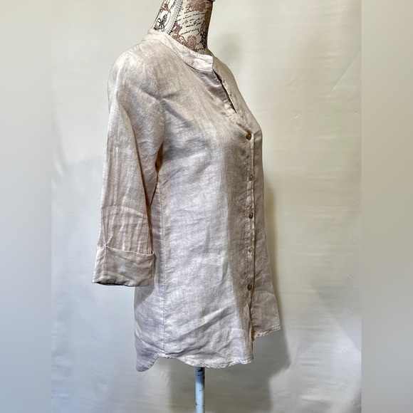 LUNGO L’ARNO Beige Linen long sleeve top size S. - Picture 4 of 13